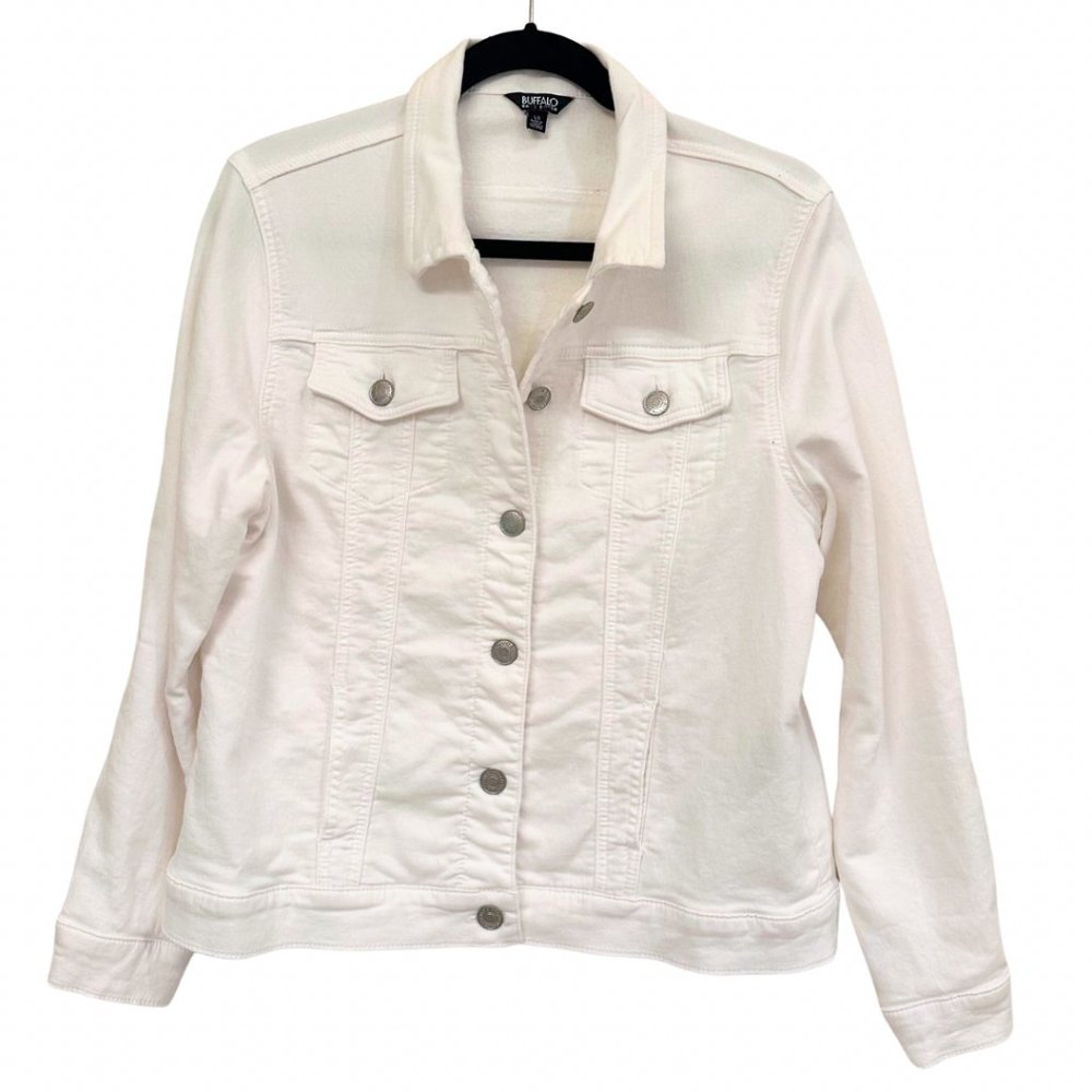 Buffalo David Bitton Womens White Knit Denim Jacket